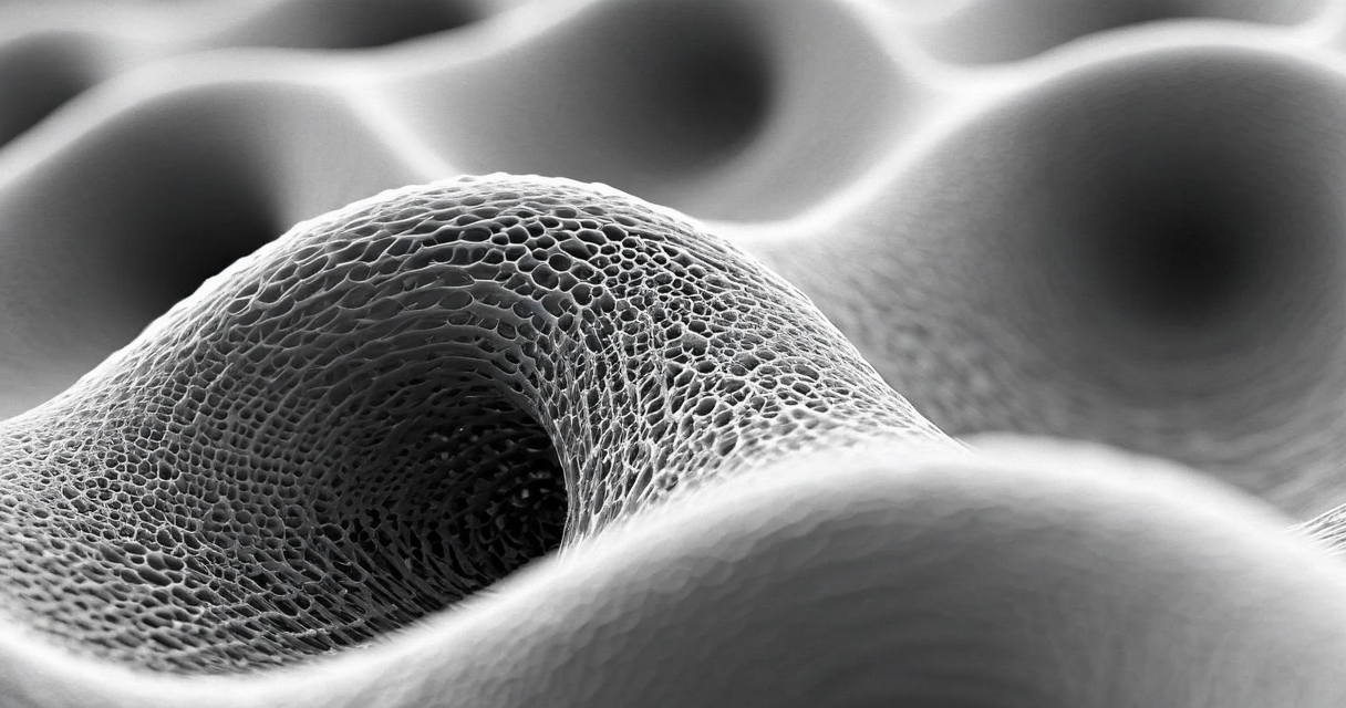 Scanning electron microscope image of nanofiber membrane showing fiber arrangement and pore structure